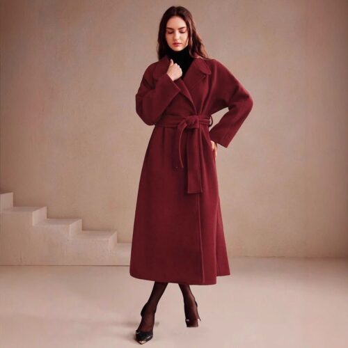 Long woolen coat for women