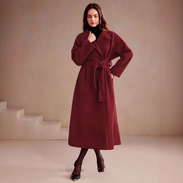The Resort Edit — Women's Double-breasted Long Wool Coat With Suit Collar