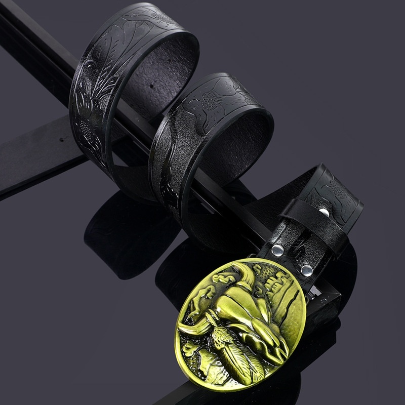 Belt Cow Head Buckle Men 8 Belt Cow Head Buckle Men - Image 8