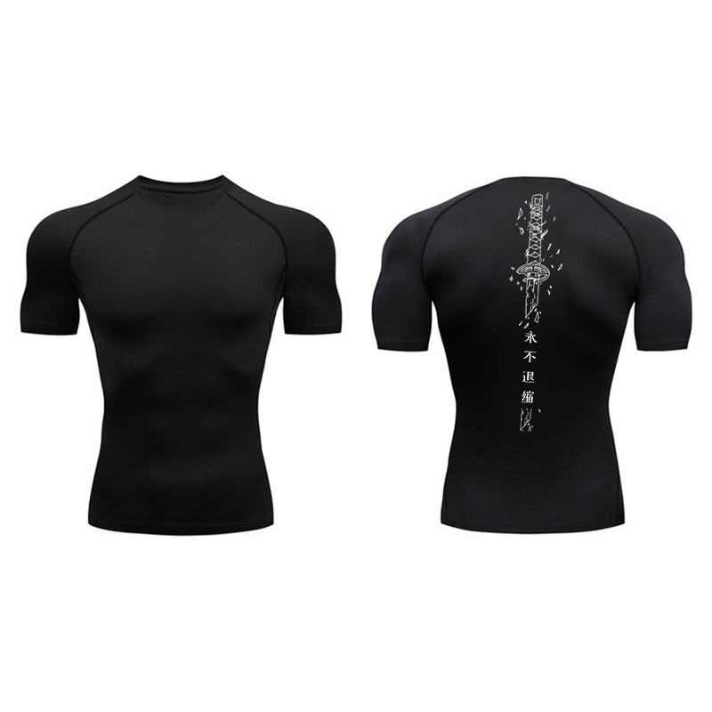 Sword Printed Short Sleeve Compression Shirt Summer Men 10 Sword Printed Short Sleeve Compression Shirt Summer Men - Image 10