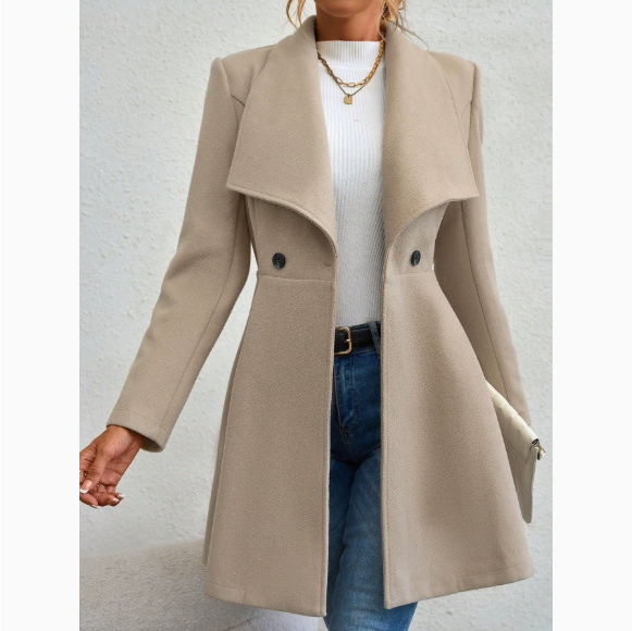 Slim-fit Long Fashion Lapel Women's Wool Coat 7 Slim-fit Long Fashion Lapel Women's Wool Coat - Image 7