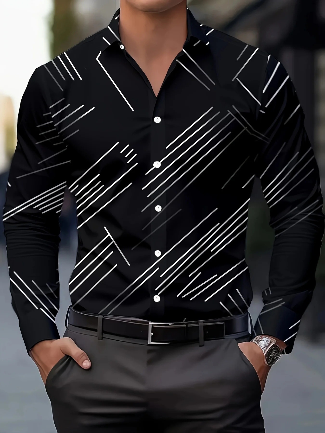 Men's Printed Shirt Fashion Casual Long Sleeve Patterned Top 6 Men's Printed Shirt Fashion Casual Long Sleeve Patterned Top - Image 6
