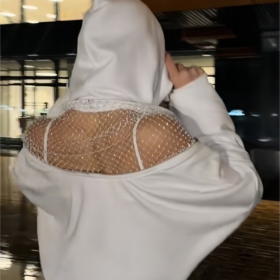 Backless Hoodie Sexy Hollow Out Gothic Mesh Sweatshirt 2 Backless Hoodie Sexy Hollow Out Gothic Mesh Sweatshirt - Image 2