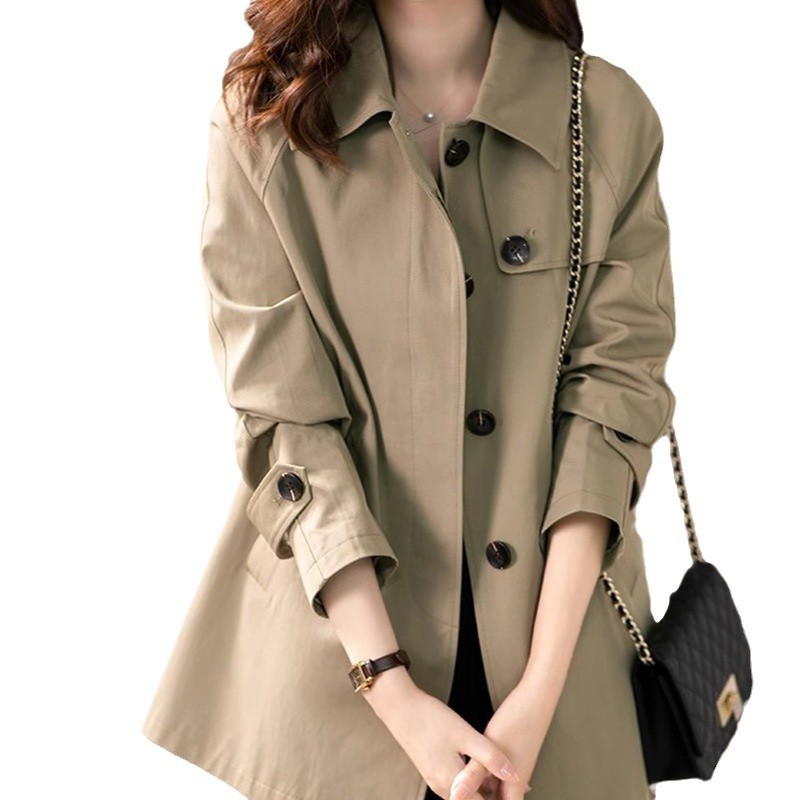 Short Trench Jacket British Style Women's Textured Coat 3 Short Trench Jacket British Style Women's Textured Coat - Image 3