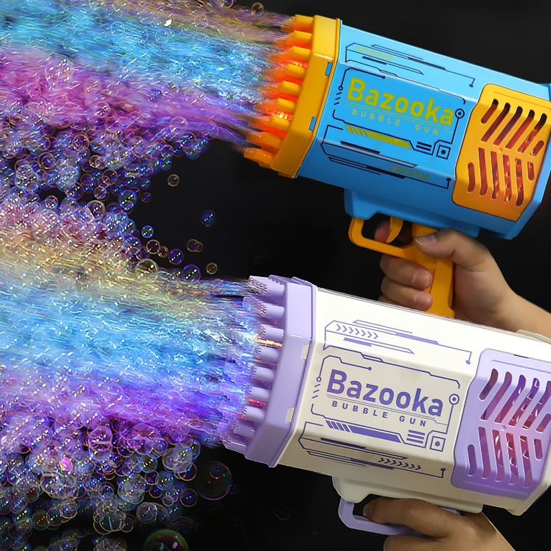 Bubble Gun Rocket 69 Holes Soap Bubbles Machine Gun Shape Automatic Blower With Light Toys For Kids Pomperos 1 Bubble Gun Rocket 69 Holes Soap Bubbles Machine Gun Shape Automatic Blower With Light Toys For Kids Pomperos