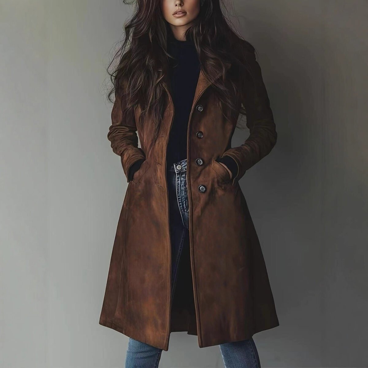The Resort Edit — Women's Lapel Suede Long Trench Coat
