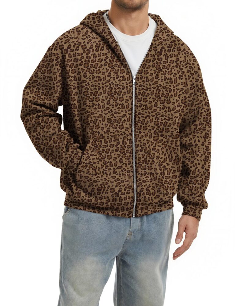 mens streetwear Camouflage Zip-Up Hoodie Men's Camo Coat