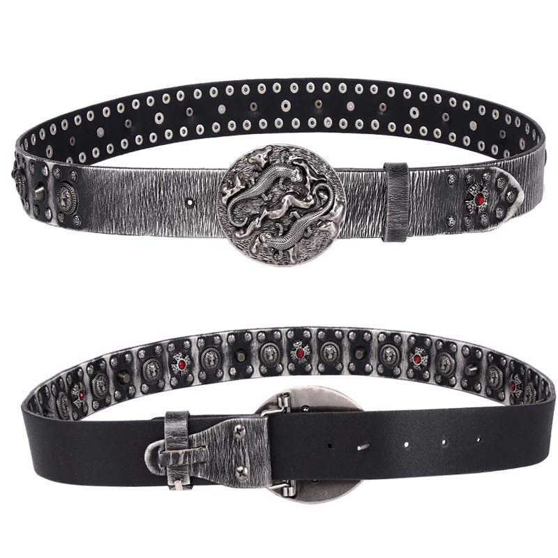 Personality Punk Rivet Men's Leather Belt Performance 2 Personality Punk Rivet Men's Leather Belt Performance - Image 2