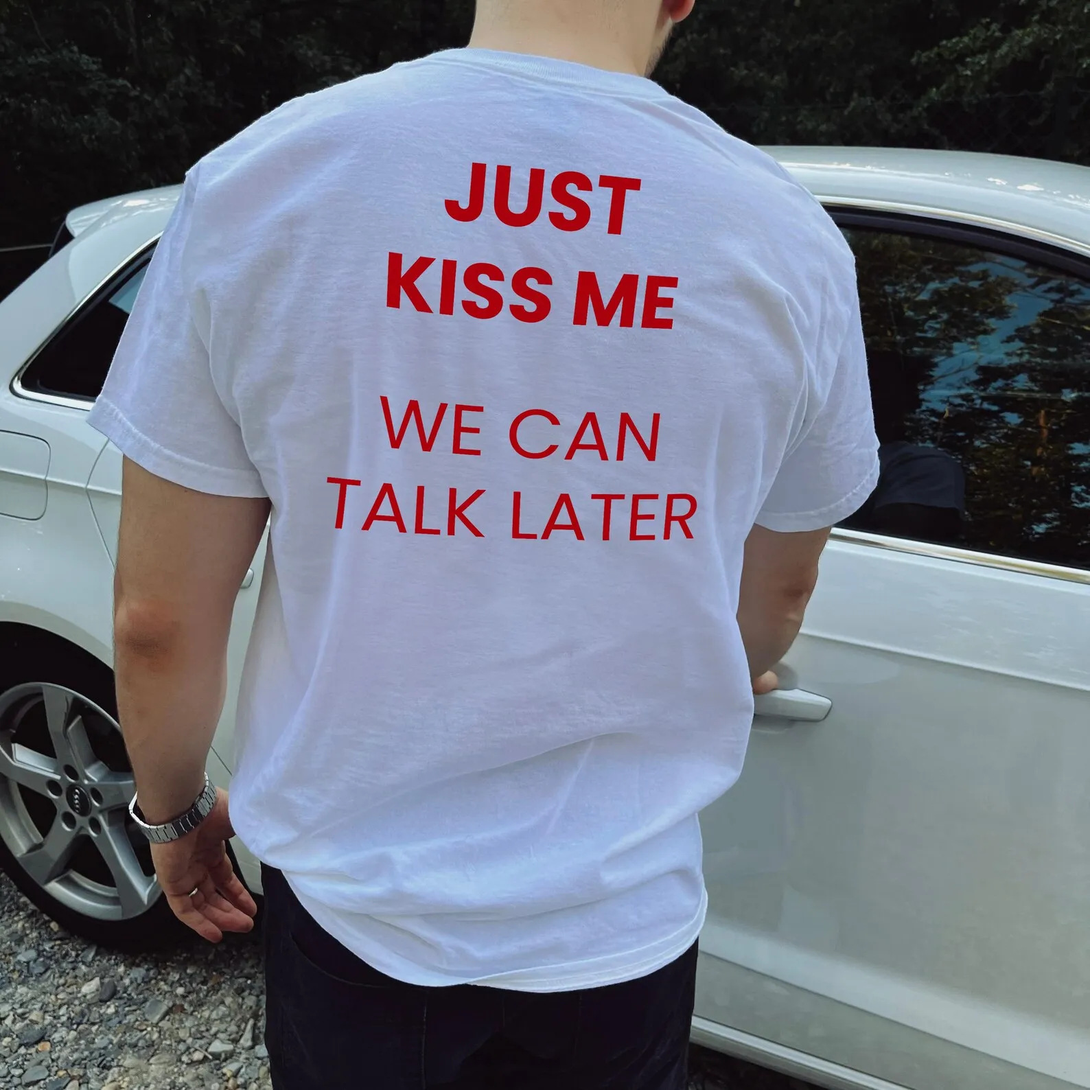 JUST KISS ME WE LATER Men's Printed Short Sleeve 1 JUST KISS ME WE LATER Men's Printed Short Sleeve