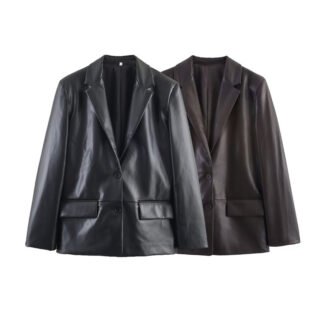 The Winter Edit — Women's Faux Leather Straight Blazer