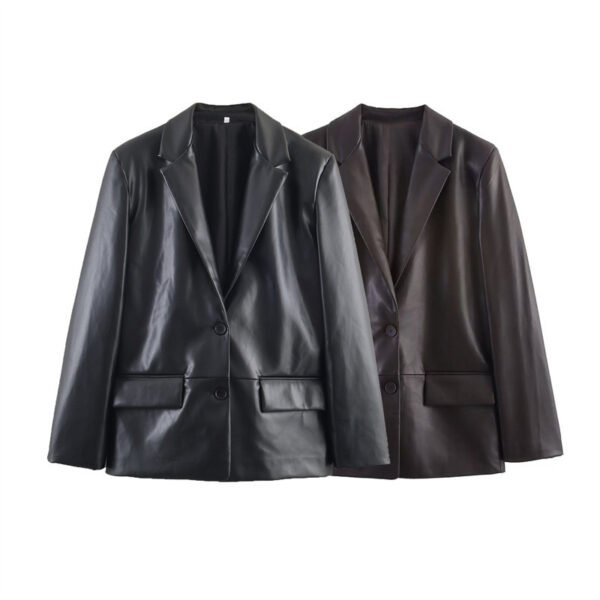 The Resort Edit — Women's Temperament Straight Leather Effect Blazer
