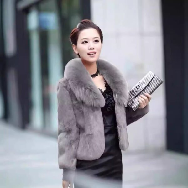 The Resort Edit — Womens Short Faux Rex Rabbit Fur Coat Slim Fit