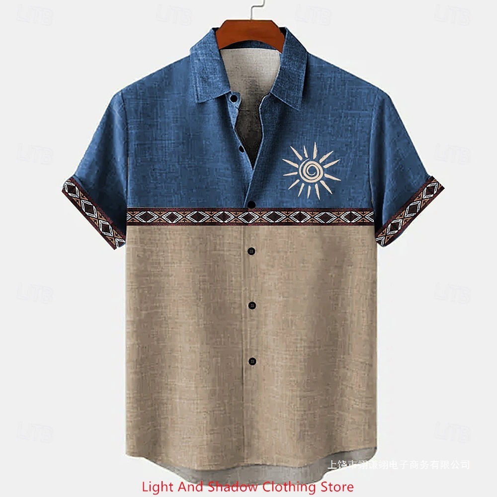 Short-sleeve Patterned Shirt With Printed Buttons And Short-sleeve Patchwork 5 Short-sleeve Patterned Shirt With Printed Buttons And Short-sleeve Patchwork - Image 5