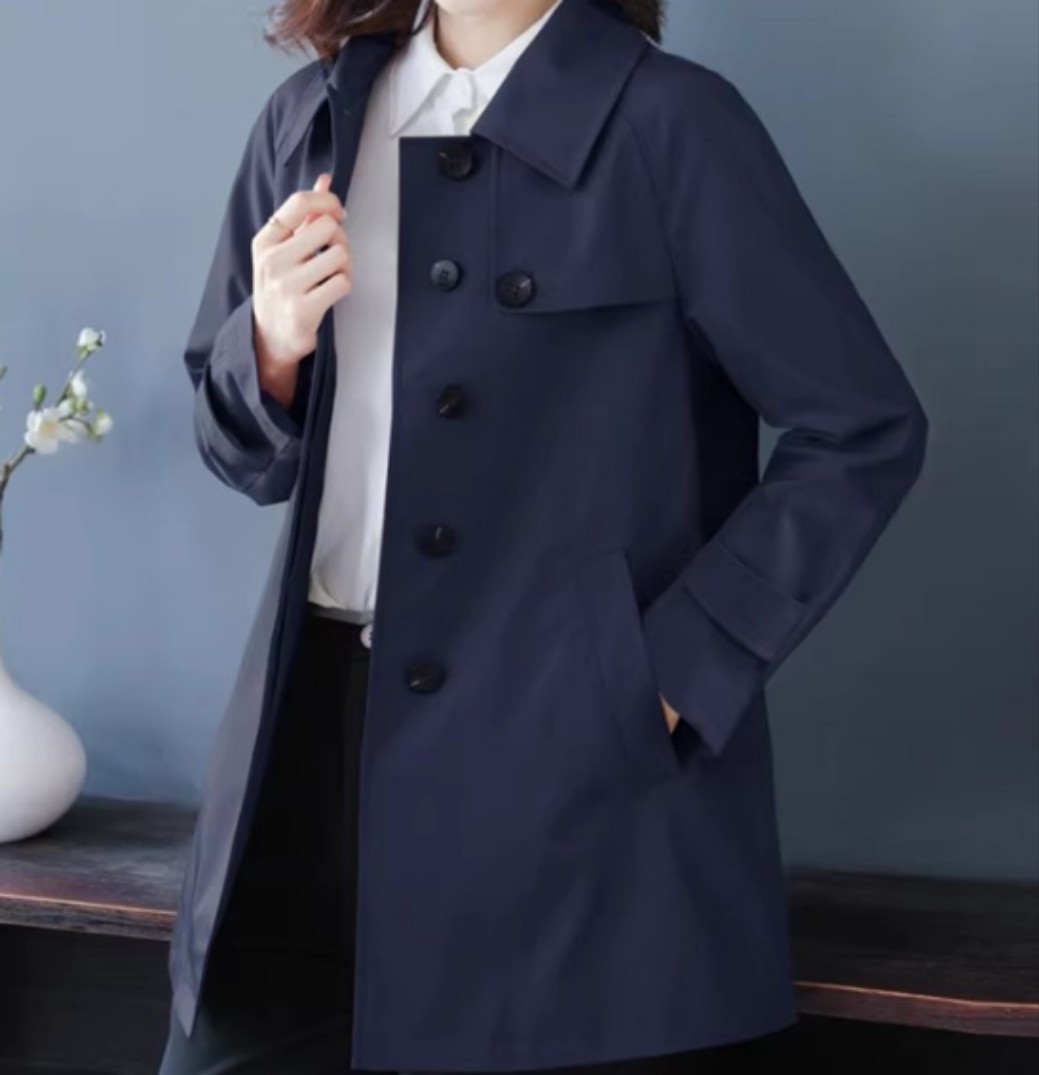 Short Trench Jacket British Style Women's Textured Coat 6 Short Trench Jacket British Style Women's Textured Coat - Image 6