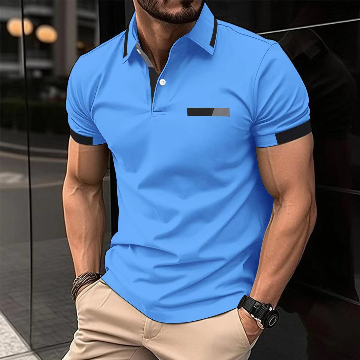 Slim Fit Polo Shirt Men's Designer European Style Polo 9 Slim Fit Polo Shirt Men's Designer European Style Polo - Image 9