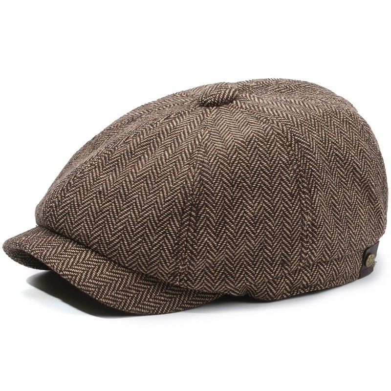 Herringbone Peaked Cap Middle-aged And Elderly Beret 4 Herringbone Peaked Cap Middle-aged And Elderly Beret - Image 4