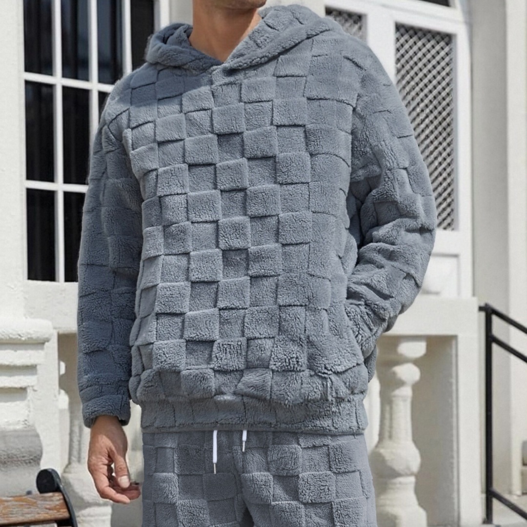 Men's Textured Tracksuit Slim Fit 3D Plaid Loungewear Set 1 Men's Textured Tracksuit