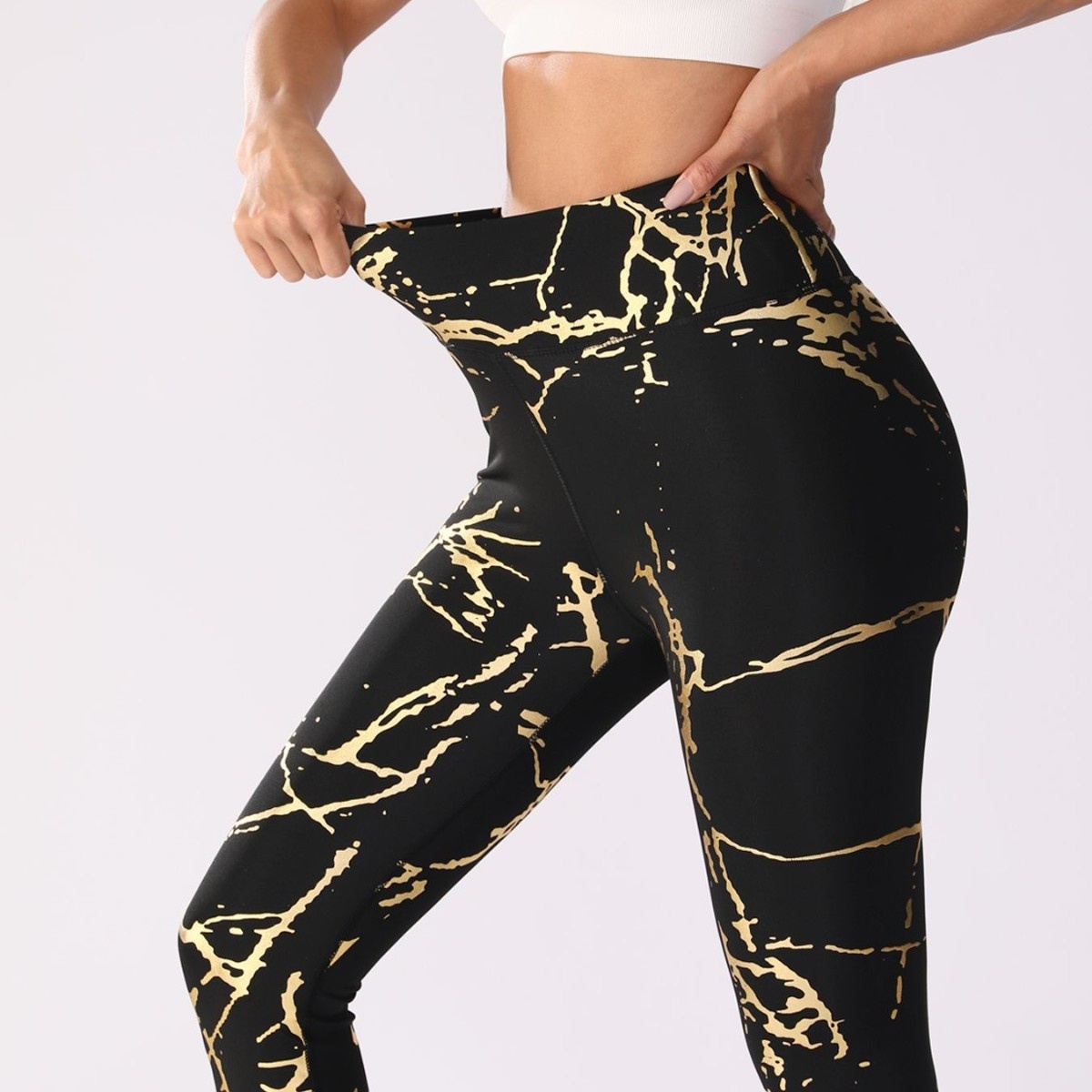Gym Leggings | High Waist Yoga Pants | Black Marble Tights 4 Gym Leggings | High Waist Yoga Pants | Black Marble Tights - Image 4