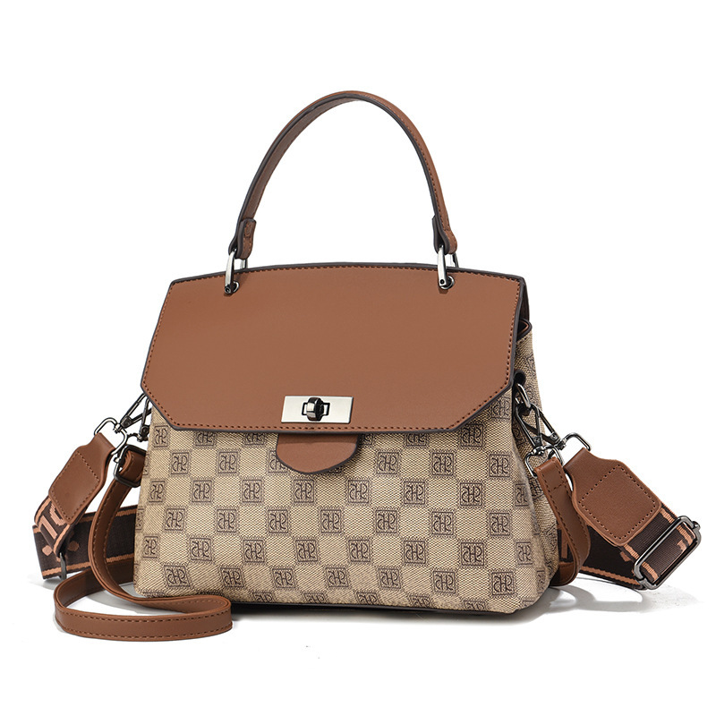 Luxury Color-Block Handbag Designer Checkered Satchel 5 Luxury Color-Block Handbag Designer Checkered Satchel - Image 5