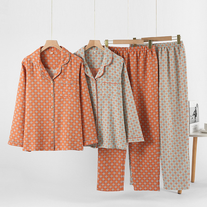 Double Layer Cotton Pajamas Yarn Dyed Long Sleeve PJs Set 4 Double Layer Cotton Pajamas Yarn Dyed Long Sleeve PJs Set - Image 4