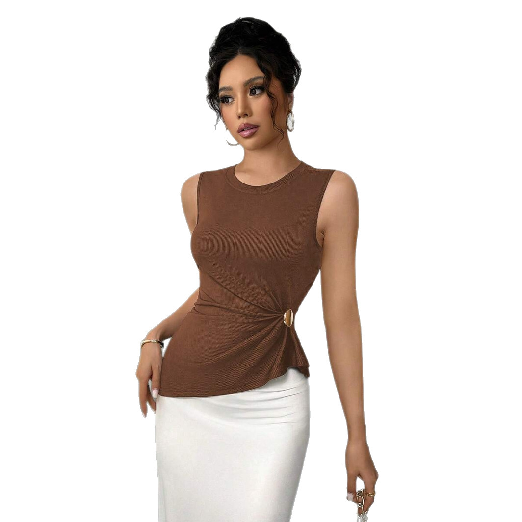 Peplum Top Pleated Waist Solid Sleeveless Blouse 6 Peplum Top Pleated Waist Solid Sleeveless Blouse - Image 6