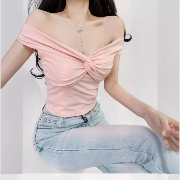 Summer Collection — Short Sleeve Top Women Twisted Layered Pleated Draped Tee