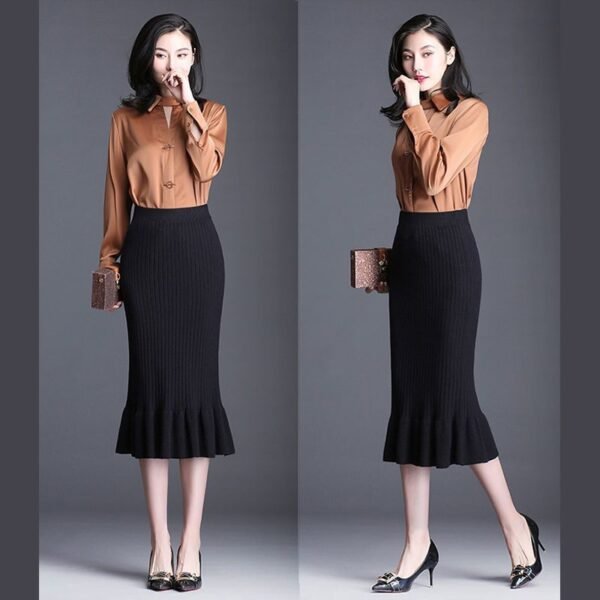 Summer Collection — Mermaid Skirt High Waisted Black Ruffle Midi
