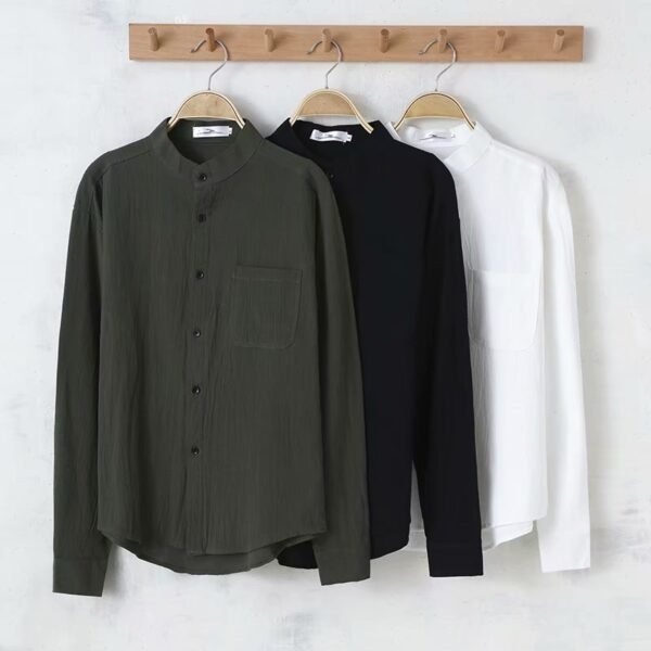 Men's Edit — Men's Linen Shirt Loose Round Neck Long Sleeve Top