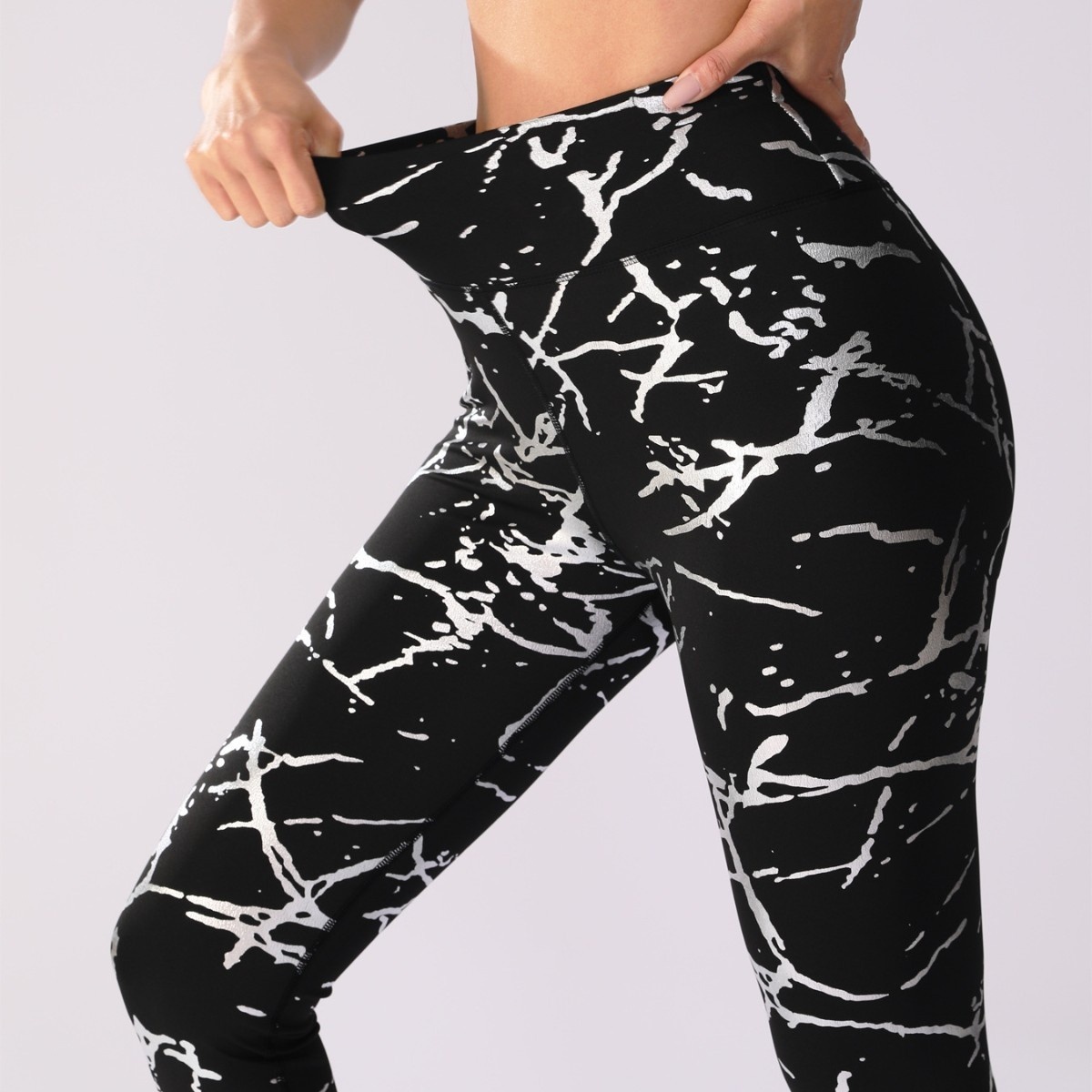 Gym Leggings | High Waist Yoga Pants | Black Marble Tights 6 Gym Leggings | High Waist Yoga Pants | Black Marble Tights - Image 6