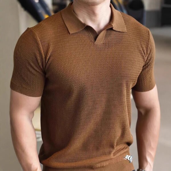 Men's Edit — Men's Polo Shirt Textured Waffle Knit Short Sleeve
