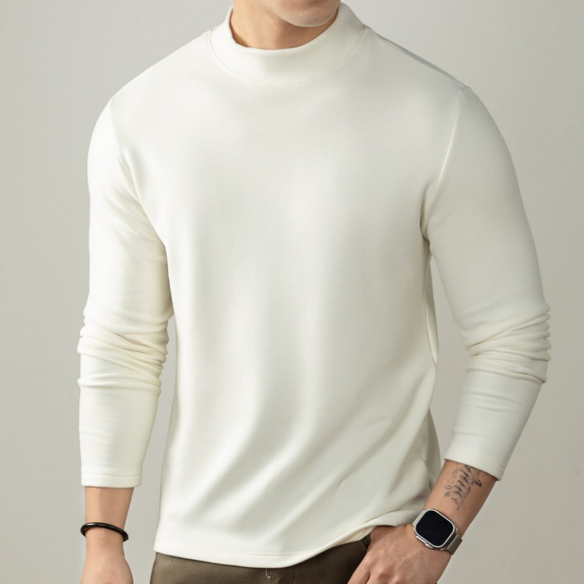 Men's Edit — Men's Undershirt Warm Slim-fit Mock Neck Long-sleeve