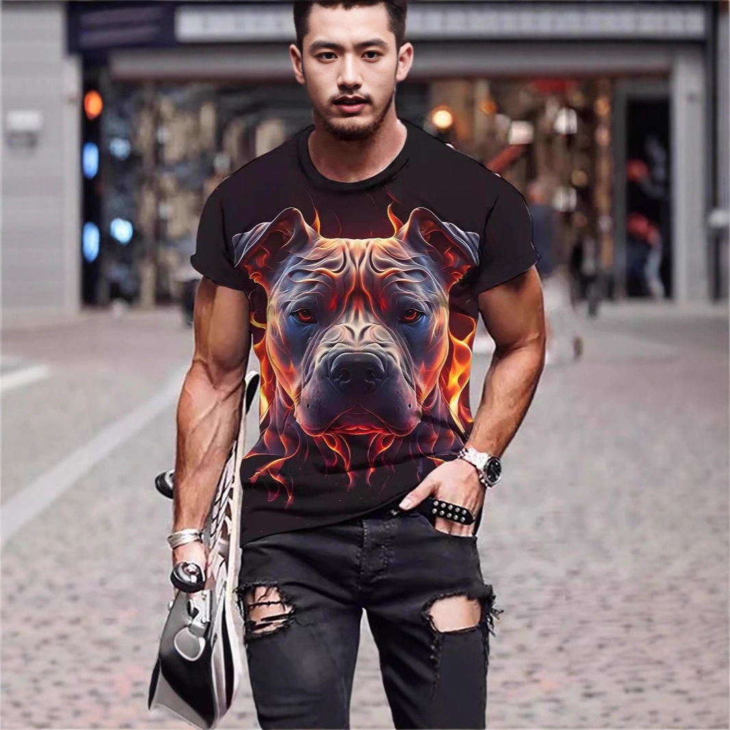 Animal T Shirt 3D Pitbull Vintage Quick-Dry Summer Tee 1 Animal T Shirt