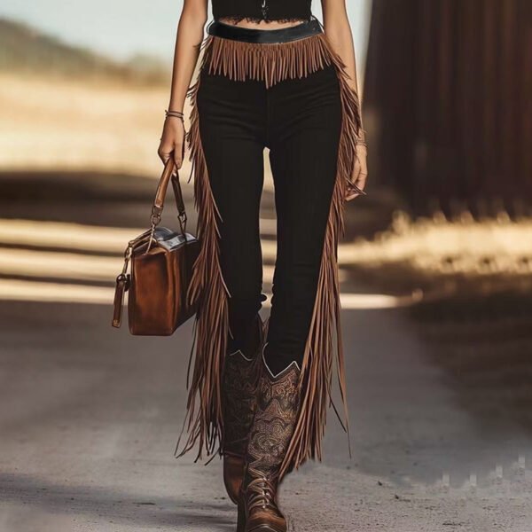 Summer Collection — Fringe Pants Vintage Western Slim Fit Tassel Trousers