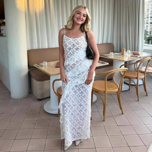 White Lace Maxi Dress Women