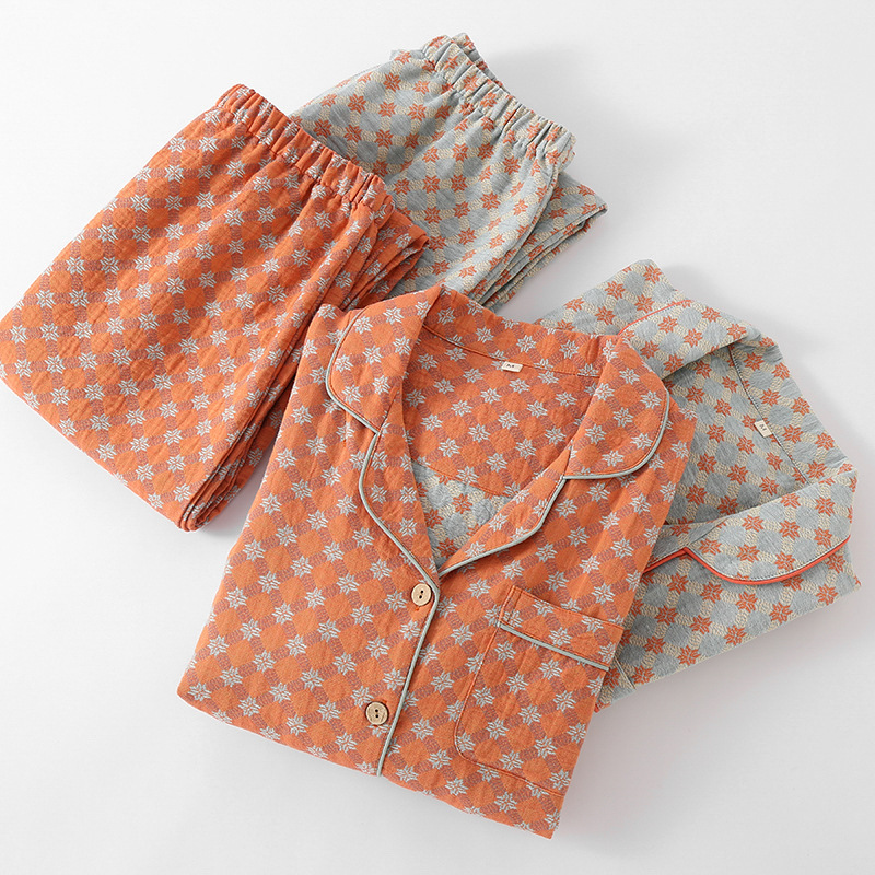 Double Layer Cotton Pajamas Yarn Dyed Long Sleeve PJs Set 2 Double Layer Cotton Pajamas Yarn Dyed Long Sleeve PJs Set - Image 2