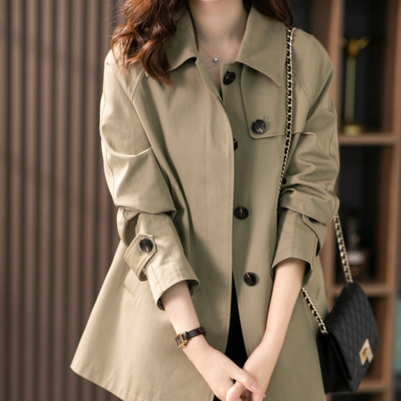 Short Trench Jacket British Style Women's Textured Coat 7 Short Trench Jacket British Style Women's Textured Coat - Image 7