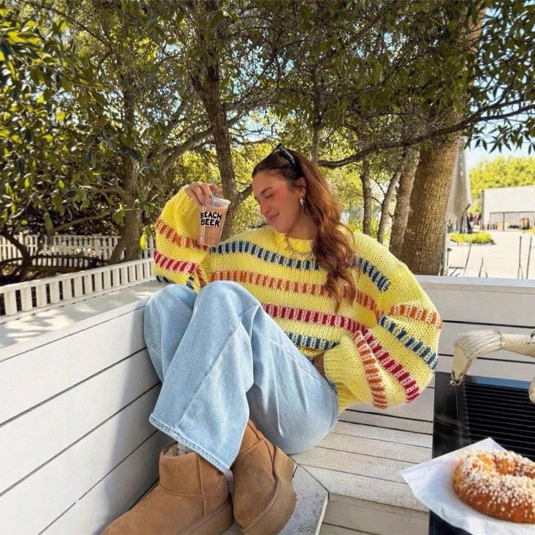 Casual Fashionable Retro Loose-fit Sweater With Batwing Sleeves 8 Casual Fashionable Retro Loose-fit Sweater With Batwing Sleeves - Image 8