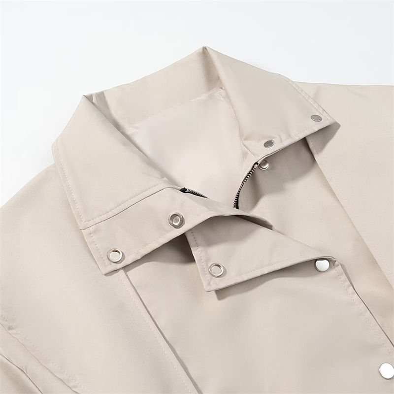Women's Stand Collar Belted Trench Coat 3 Women's Stand Collar Belted Trench Coat - Image 3