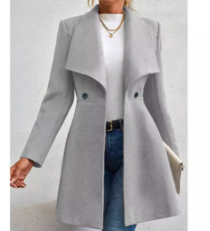 Slim-fit Long Fashion Lapel Women's Wool Coat 9 Slim-fit Long Fashion Lapel Women's Wool Coat - Image 9