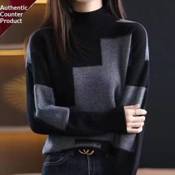 Men's Edit — Knit Jumper Velvet Soft Color block Slim Fit Winter Top