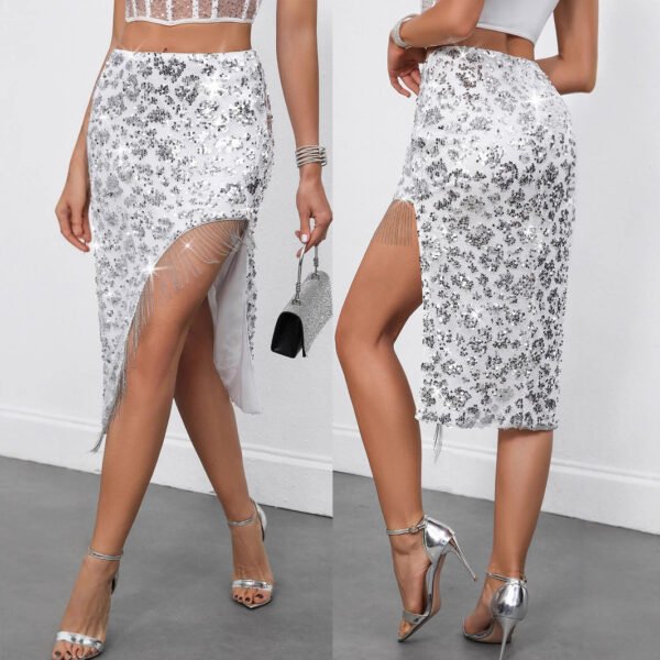 Summer Collection — Fringe And Sequin Midi Skirt