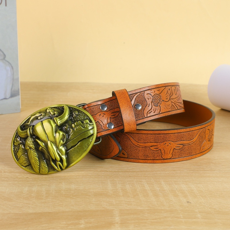 Belt Cow Head Buckle Men 7 Belt Cow Head Buckle Men - Image 7