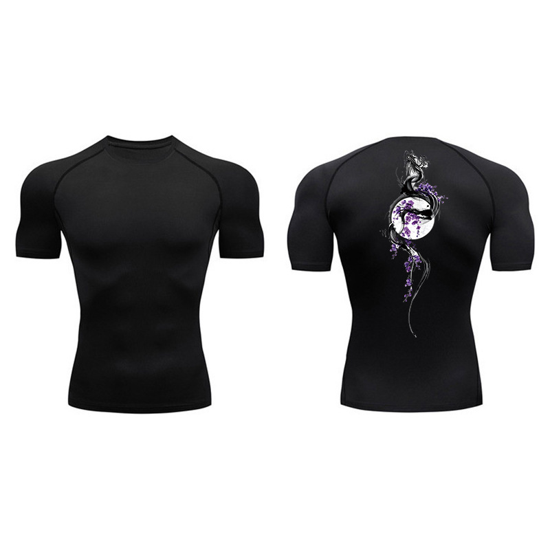 Sword Printed Short Sleeve Compression Shirt Summer Men 7 Sword Printed Short Sleeve Compression Shirt Summer Men - Image 7