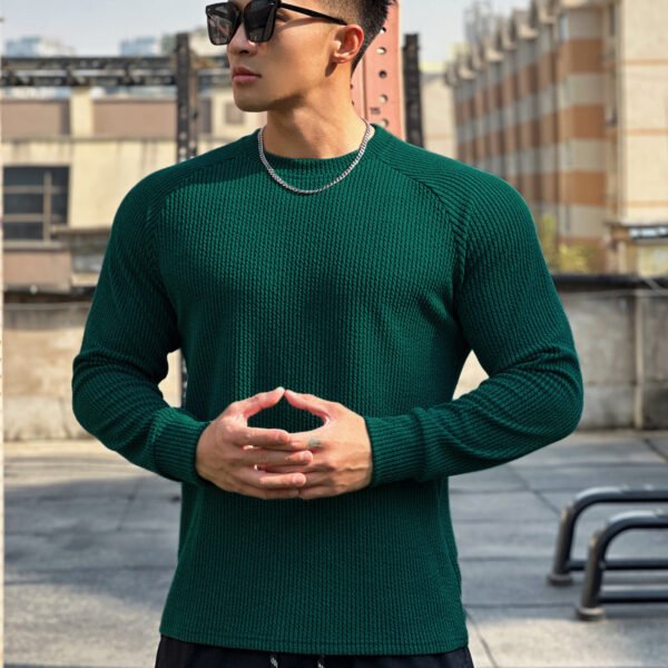 Men's Edit — Men's Waffle Knit Sweater Crew Neck Pullover Top