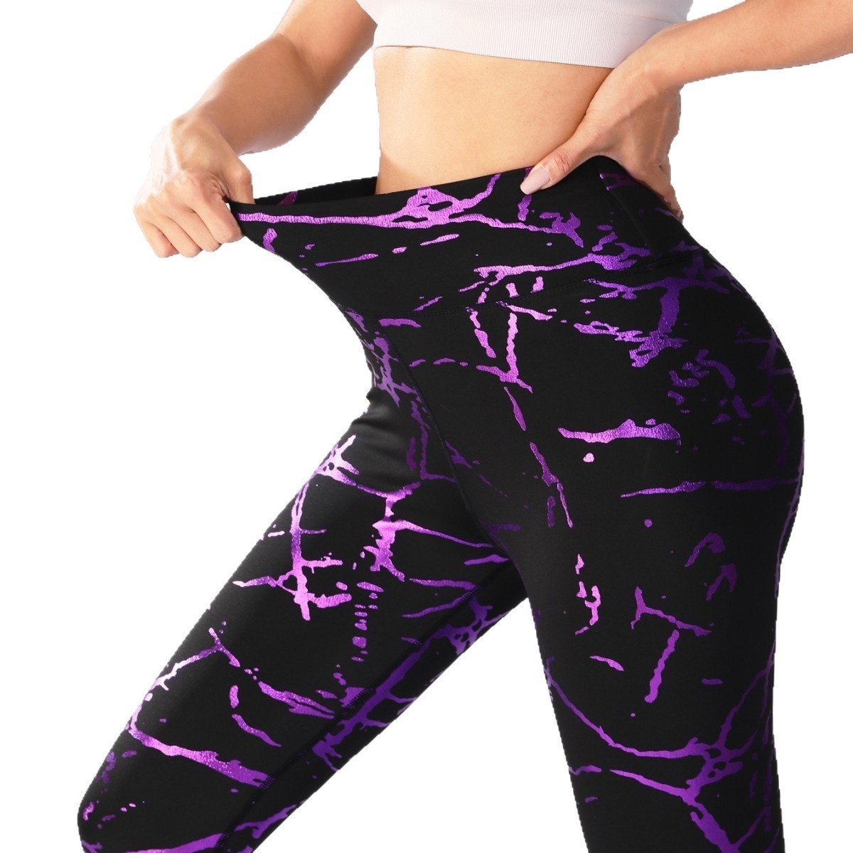 Gym Leggings | High Waist Yoga Pants | Black Marble Tights 5 Gym Leggings | High Waist Yoga Pants | Black Marble Tights - Image 5