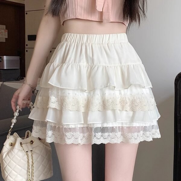 Summer Collection — Lace Skirt White Tiered Ruffle Cake Style Mini