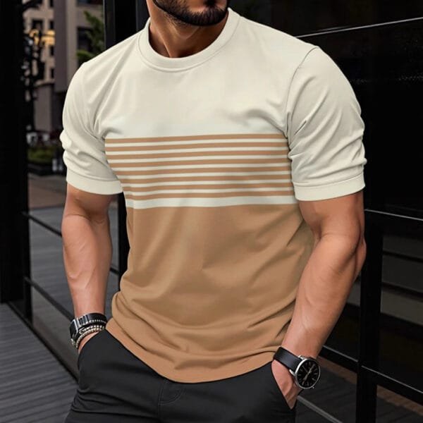 Summer Collection — short sleeve shirt Color-block Neutral Slim-fit Tee