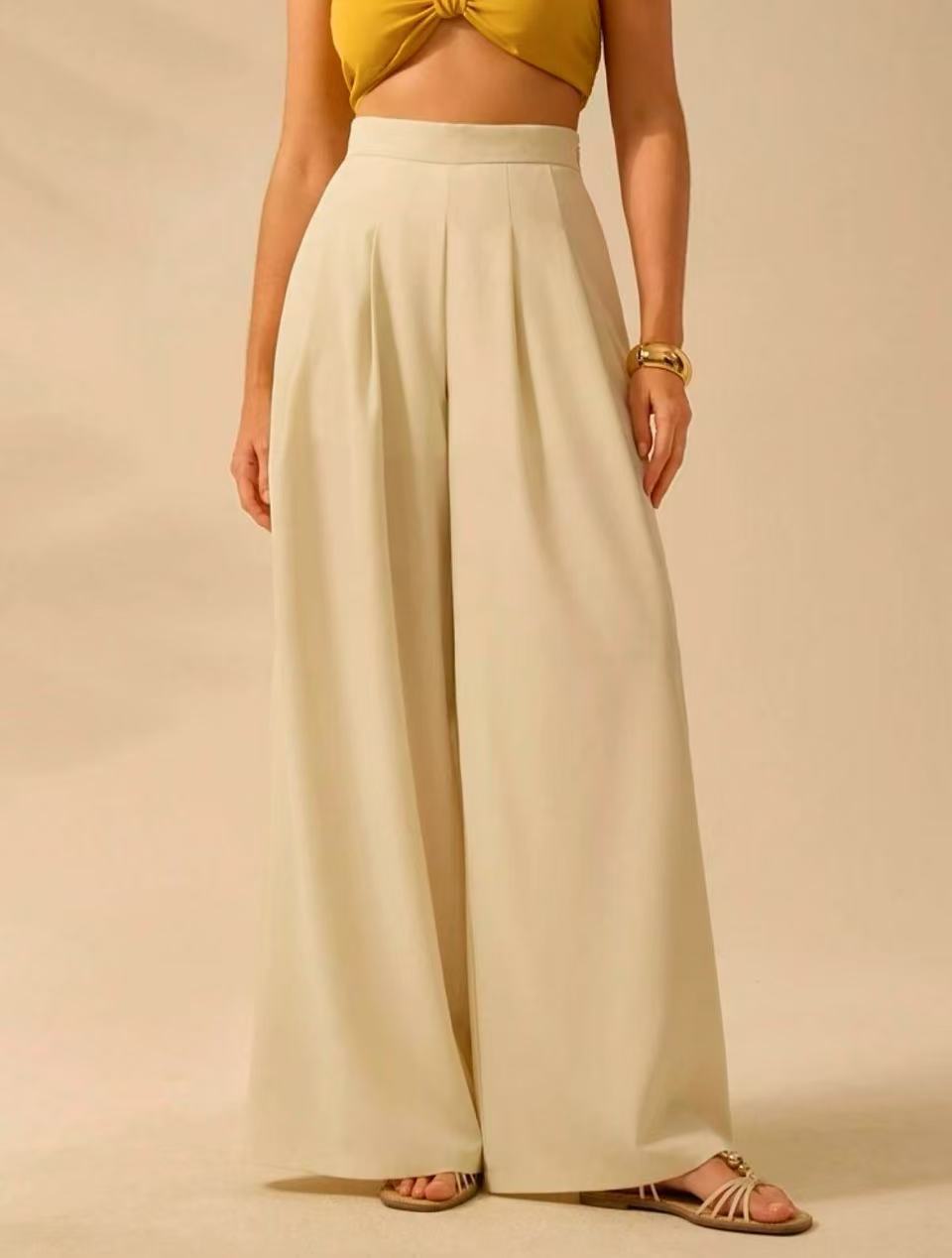 High Waisted Palazzo Pants Floral Boho Summer Trousers 3 High Waisted Palazzo Pants Floral Boho Summer Trousers - Image 3