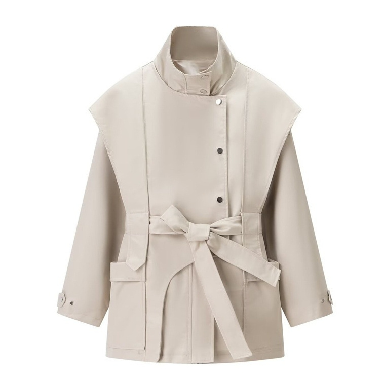 Women's Stand Collar Belted Trench Coat 1 Classic Trench Coat