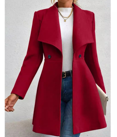 Slim-fit Long Fashion Lapel Women's Wool Coat 3 Slim-fit Long Fashion Lapel Women's Wool Coat - Image 3